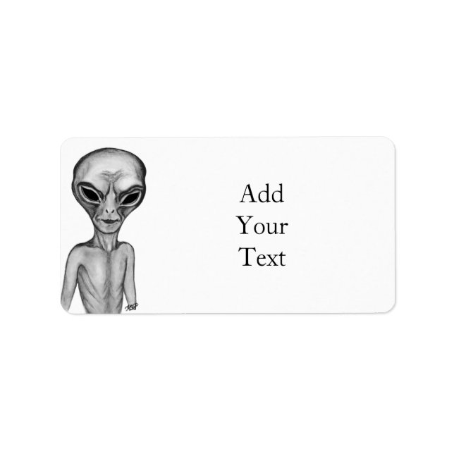 Graue Alien Adressaufkleber (Vorne)