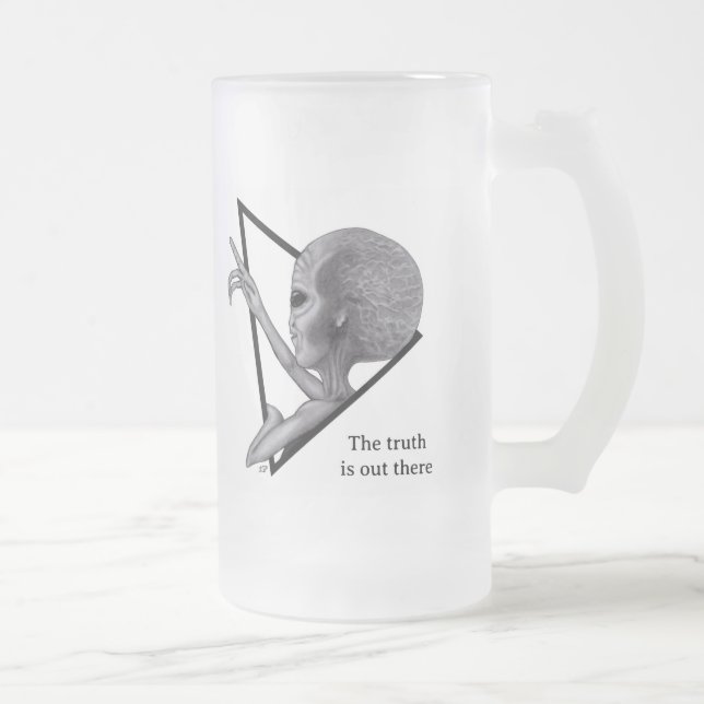 Graue Alien, die Wahrheit ist da draußen Mattglas Bierglas (Rechts)