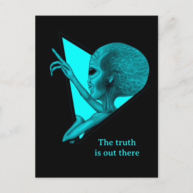 Graue Alien, die Wahrheit ist da draußen Postkarte (Vorderseite)