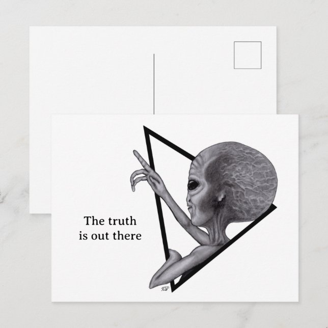 Graue Alien, die Wahrheit ist da draußen Postkarte (Vorne/Hinten)