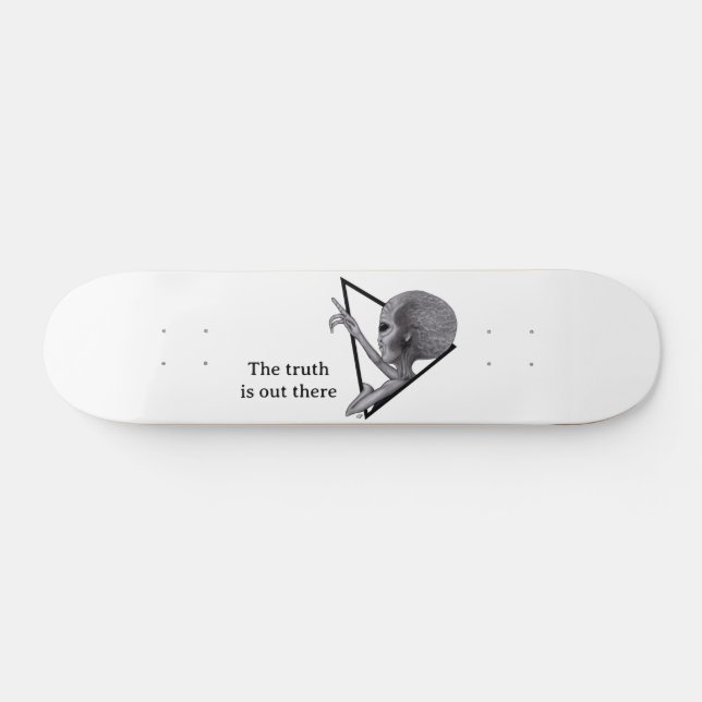 Graue Alien, die Wahrheit ist da draußen Skateboard (Horizontal)