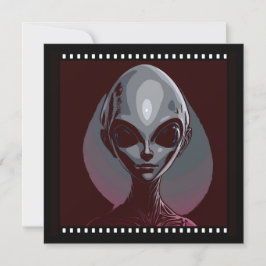 Graue Alien Extraterrestriale Gesichtshauptrahmen Einladung