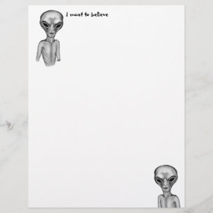 Graue Alien, ich wollte, Letterhead zu glauben Briefbogen