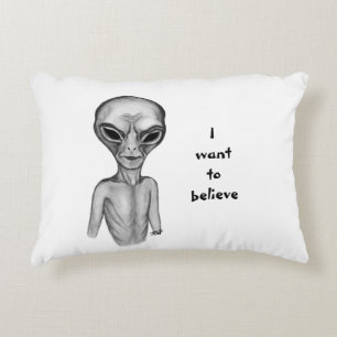 Graue Alien, ich wollte zu glauben Dekokissen