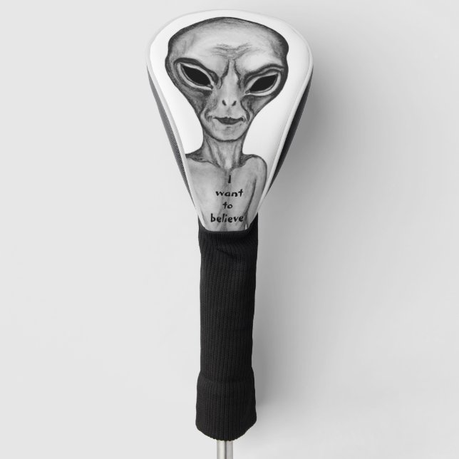 Graue Alien, ich wollte zu glauben Golf Headcover (Vorderseite)