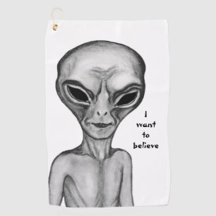 Graue Alien, ich wollte zu glauben Golfhandtuch