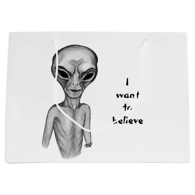 Graue Alien, ich wollte zu glauben Große Geschenktüte (Vorderseite)
