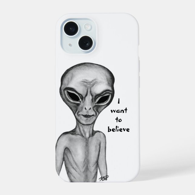 Graue Alien, ich wollte zu glauben iPhone 15 Hülle (Rückseite)