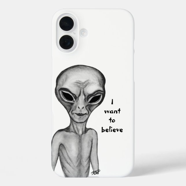 Graue Alien, ich wollte zu glauben iPhone 16 Plus Hülle (Rückseite)