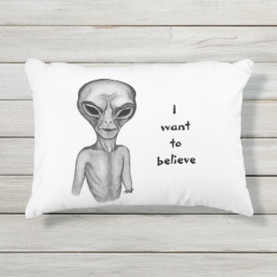 Graue Alien, ich wollte zu glauben Kissen Für Draußen