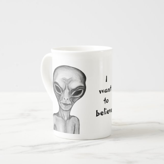 Graue Alien, ich wollte zu glauben Prozellantasse (Vorderseite Links)