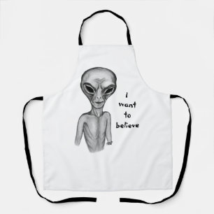 Graue Alien, ich wollte zu glauben Schürze