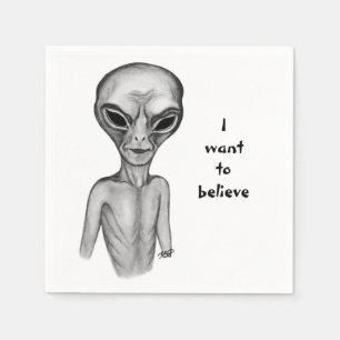 Graue Alien, ich wollte zu glauben Serviette