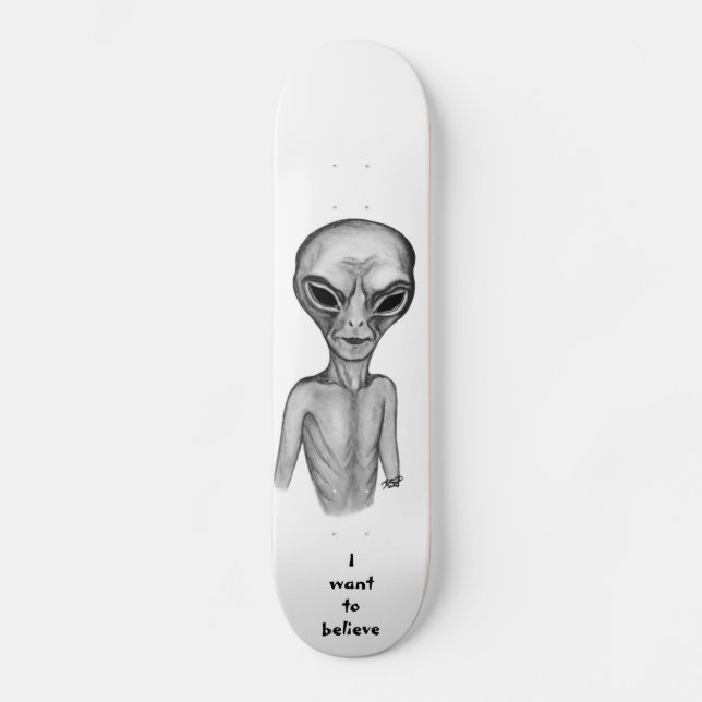 Graue Alien, ich wollte zu glauben Skateboard (Vorderseite)
