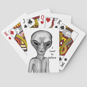Graue Alien, ich wollte zu glauben Spielkarten