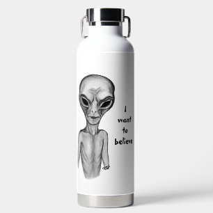 Graue Alien, ich wollte zu glauben Trinkflasche