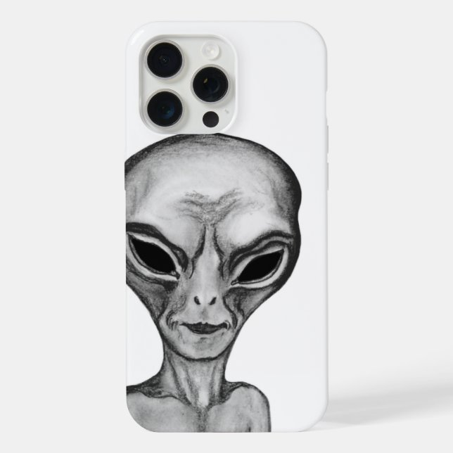 Graue Alien iPhone 15 Pro Max Hülle (Rückseite)