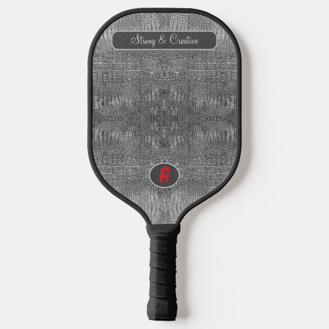 Graue Alligator-Lederskala benutzerdefinierte Mono Pickleball Schläger (Rückseite)