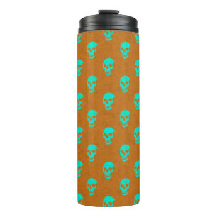 Graue anatomische Schädel-Punkte orange grün Thermosbecher