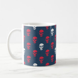 Graue anatomische Schädel-Punkte rot-blau Kaffeetasse