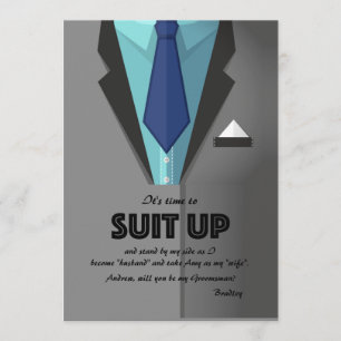 Graue Anzug Up Trauzeuge Request Card Einladung