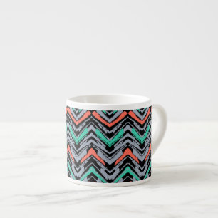 Graue, aquamarine und korallenrote Hand Espressotasse