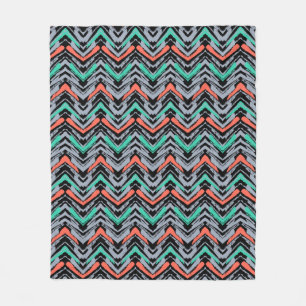 Graue, aquamarine und korallenrote Hand Fleecedecke