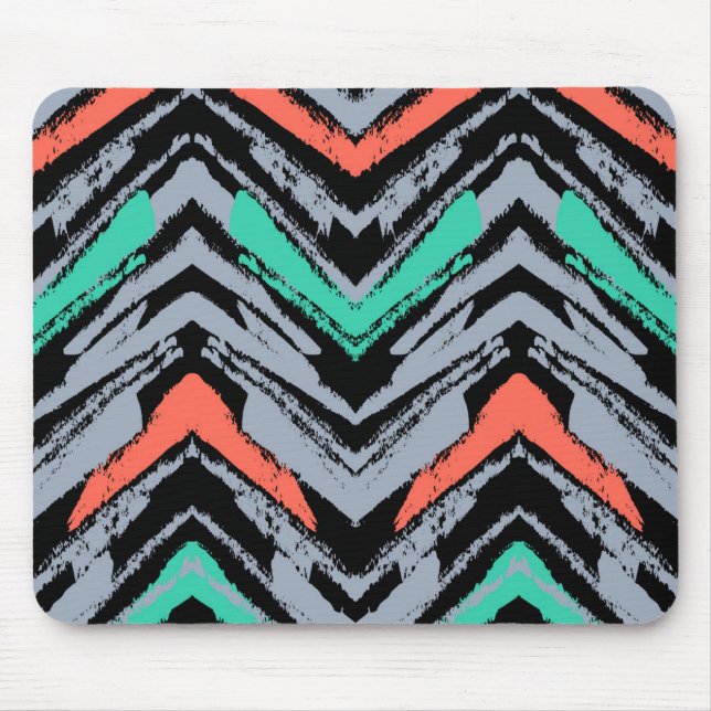 Graue, aquamarine und korallenrote Hand Mousepad (Vorne)