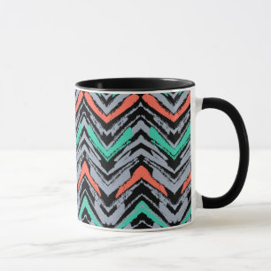 Graue, aquamarine und korallenrote Hand Tasse
