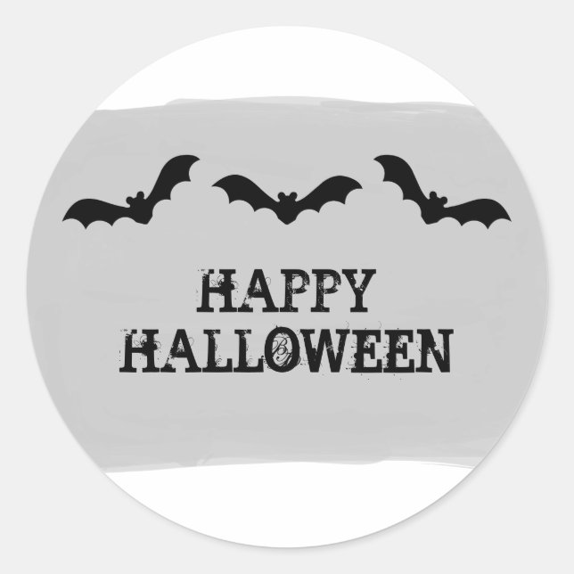 Graue Aquarellbats Halloween-Sticker Runder Aufkleber (Vorderseite)