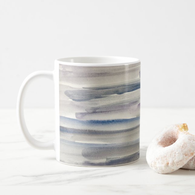Graue Aquarellfarbe Abstrakte Malerei Kaffeetasse (Mit Donut)