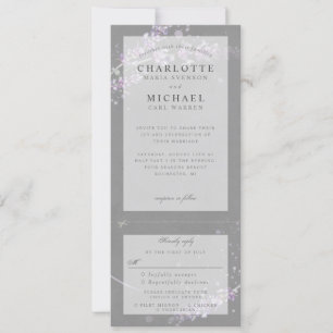 Graue Aquarelllavender Hochzeit laden w uAwg Einladung