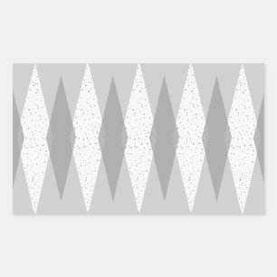 Graue Argyle-Rechteckaufkleber im Stil der Mitte d Rechteckiger Aufkleber