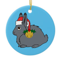 Graue arktische Hasen mit Weihnachtsmannmütze u.