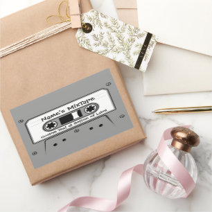 Graue Audiokassette Gestochen Rechteckiger Aufkleber