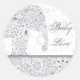 Graue Baby-Liebe Elephant-Aufkleber Runder Aufkleber