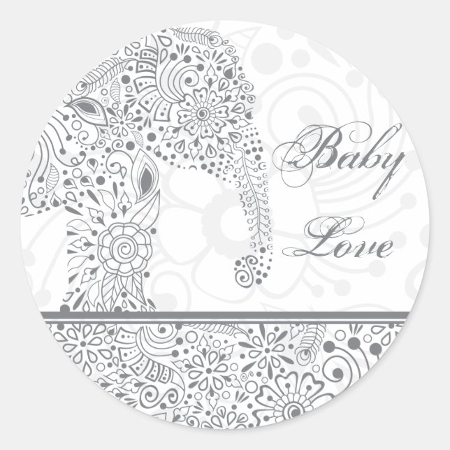 Graue Baby-Liebe Elephant-Aufkleber Runder Aufkleber (Vorderseite)