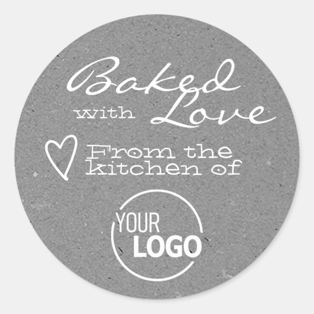 Graue Bakke mit Liebe Logo-Vorlage Herzsymbol Runder Aufkleber (Vorderseite)