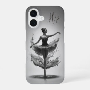 Graue Ballerina Splash Individuelle Anfangsbuchsta iPhone 16 Hülle
