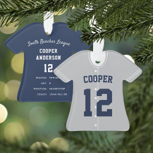 Graue Baseball Jersey Player Stats Ornament