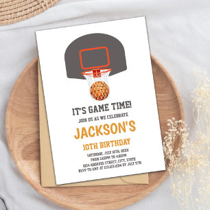 Graue Basketball Einladung zum Geburtstag
