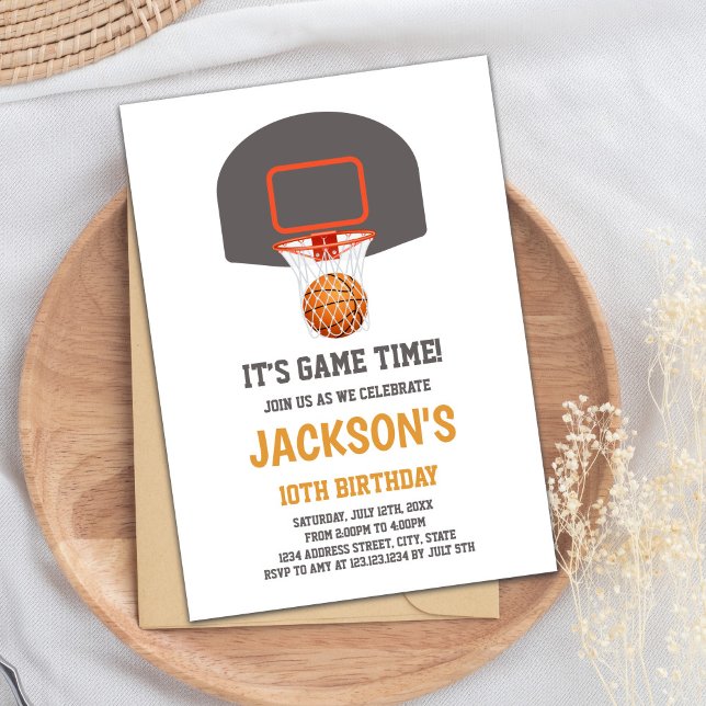 Graue Basketball Einladung zum Geburtstag (Gray Basket Basketball Invitations)