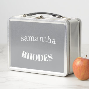 Graue benutzerdefinierte Monogramm-Minimalist Metall Brotdose