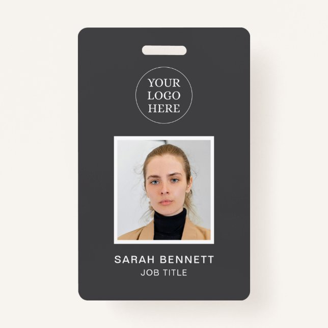 Graue Berufliche Mitarbeiter Office Foto ID Compan Ausweis (Vorderseite)