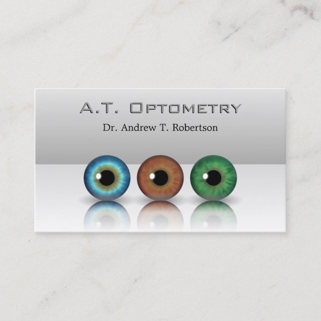Graue Berufliche Optometristen-Augenbälle Optometr Visitenkarte (Vorderseite)