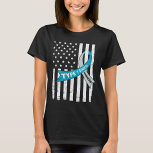Graue blaue Ribbon amerikanische Flagge Typ 1 Diab T-Shirt