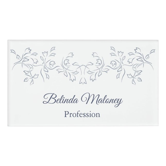 Graue blaue weiße Blütengrenze Namenschild (Vorderseite)