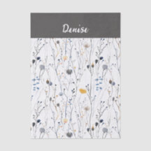 Graue Blaue Wildblumen-Wasserfarbe