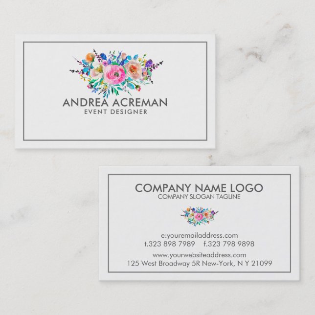 Graue Blume an der Grenze Visitenkarte (Vorne/Hinten)