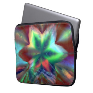 Graue Blume auf Farbrot, unter Glaswirkung Laptopschutzhülle
